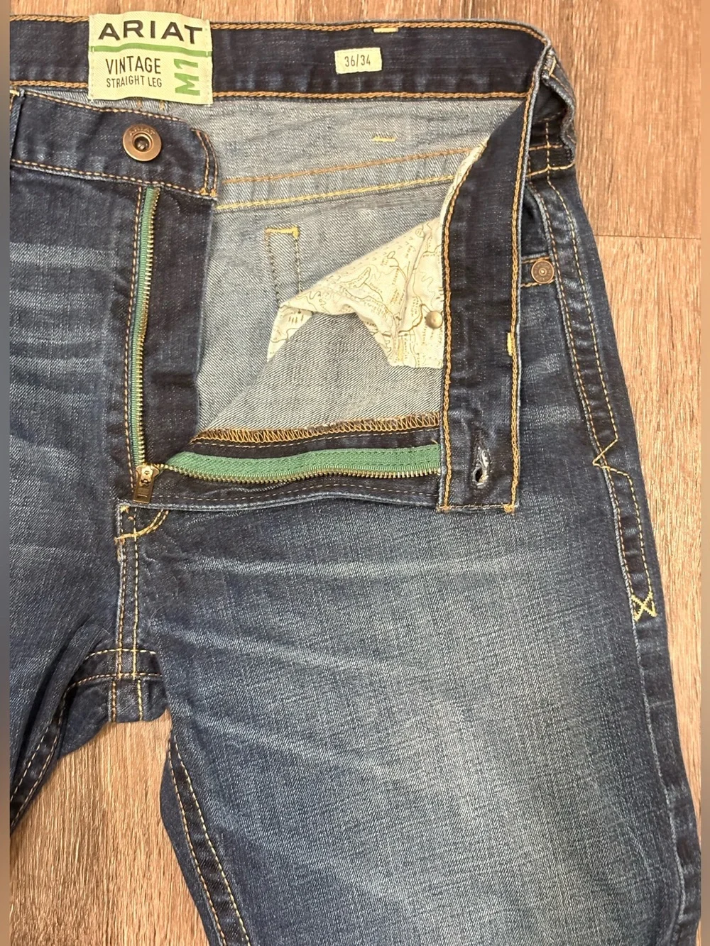 ARIAT MEN'S M7 ROCKER SUMMIT SLIM STRAIGHT STRETCH DENIM JEANS Size 36/34